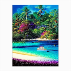 Koh Mak Thailand Pointillism Style Tropical Destination Canvas Print