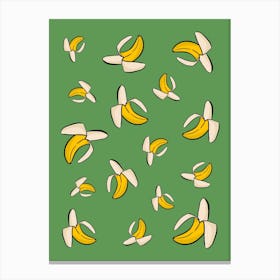 Bananas On Green Background Canvas Print