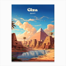 Giza Egypt Pyramid Modern Travel Art Canvas Print