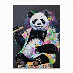 Animal Party: Crumpled Cute Critters with Cocktails and Cigars Panda Canvas Print