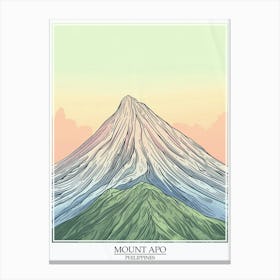 Mount Apo Philippines Color Line Drawing 6 Poster Canvas Print