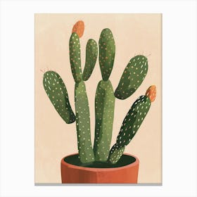 Cactus Plant Minimalist Illustration 3 Canvas Print