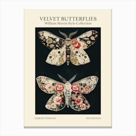 Velvet Butterflies Collection Dark Butterflies William Morris Style 8 Canvas Print