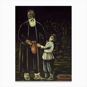 The Farmer And His Grandson 1908. Niko Pirosmani Canvas Print