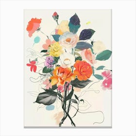 Camellia 1 Collage Flower Bouquet Canvas Print