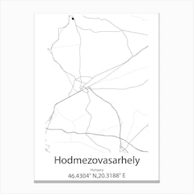 Hodmezovasarhely,Hungary Minimalist Map Canvas Print