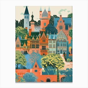 The Cloisters New York Colourful Silkscreen Illustration 1 Canvas Print