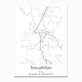 Texcaltitlan,Mexico Minimalist Map Canvas Print