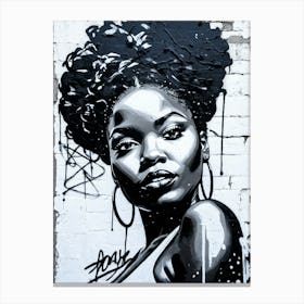 Graffiti Mural Of Beautiful Black Woman 6 Canvas Print