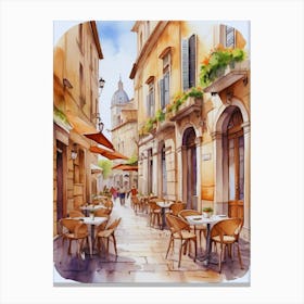Watercolor Of A Street Scene Canvas Print