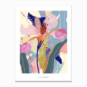 Colourful Flower Illustration Poster Cyclamen 3 Canvas Print