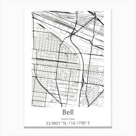 Bell Gardens,United States Minimalist Map 1 Canvas Print