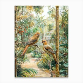 Two Birds In A Botanical Garden Canvas Print 1 Canvas Print