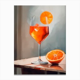 Aperol Spritz Cocktail With Orange On The Side Canvas Print