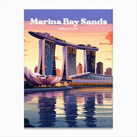 Marina Bay Sands Singapore Sunset Travel Art Canvas Print