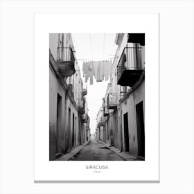 Poster Of Siracusa, Italy, Black And White Photo 1 Canvas Print