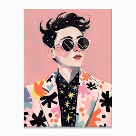 Portrait Of A Woman Wearing Sunglasses 1 Canvas Print