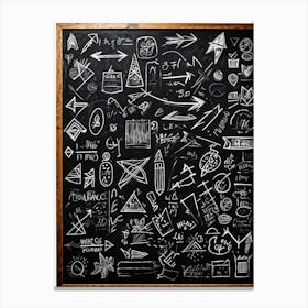 Blackboard Covered In A Collage Of Hand Drawn Icons Arrows And Abstract Doodles Symbolizing Direc (4) Canvas Print