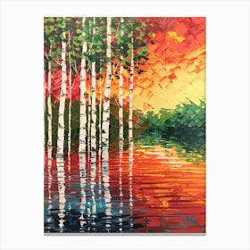 Sunset Birch Trees 2 Canvas Print