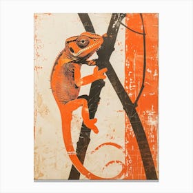 Orange Chameleon Mellers Chameleon Block Print 1 Canvas Print