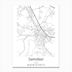 Samobor,Croatia Minimalist Map Canvas Print