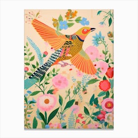 Maximalist Bird Painting American Goldfinch 1 Canvas Print