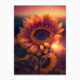 Sunflower At Sunset Canvas Print