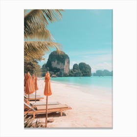 Phra Nang Beach Krabi Thailand Turquoise And Pink Tones 1 Canvas Print