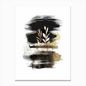 Gold And Black Abstract Painting 16 Canvas Print