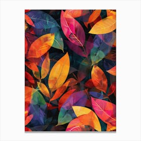 Autumn Leaves Seamless Pattern 7 Canvas Print