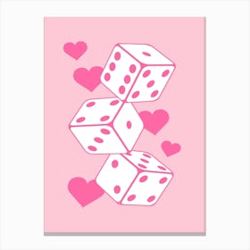 Pink Dice Love Canvas Print