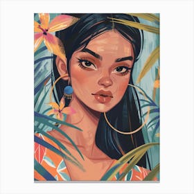 Girl In The Jungle 3 Canvas Print