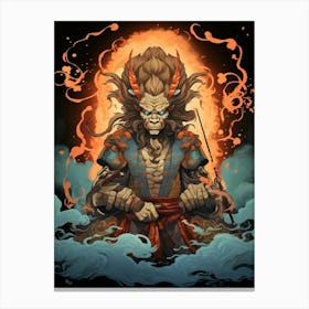 Raijin Thunder God Japanese Style 7 Canvas Print