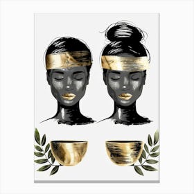 Two Black Women With Gold Headscarves Canvas Print
