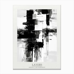 Layers Abstract Black And White 4 Poster Canvas Print
