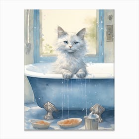 Turkish Cat In Bathtub Bathroom 1 Canvas Print