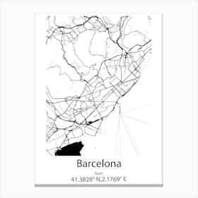 Barcelona,Spain Minimalist Map Canvas Print