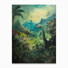 Dinosaur In The Jungle Painting 1 Canvas Print