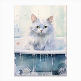 Turkish Cat In Bathtub Bathroom 8 Canvas Print