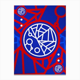 Geometric Abstract Glyph in White on Red and Blue Array n.0038 Canvas Print