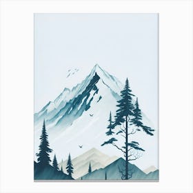 Mountain And Forest In Minimalist Watercolor Vertical Composition 321 Canvas Print