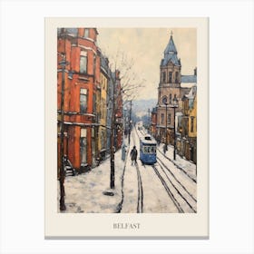 Vintage Winter Painting Poster Belfast Northern Ireland 1 Canvas Print