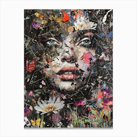 Woman With Flowers On Her Face 2 Canvas Print