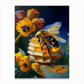 Honeybee And Painting 3  Canvas Print