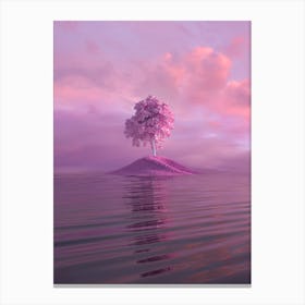 Pink Tree On An Island Canvas Print