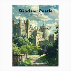 Windsor Castle England Travel Art Illustration Canvas Print