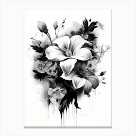 Black And White Flowers Canvas Print