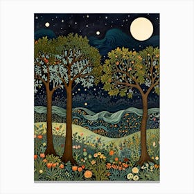 William Morris Night Sky With Trees Canvas Print