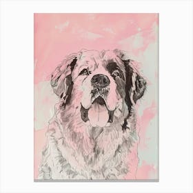 Pastel Tibetan Mastiff Dog Pastel Line Illustration  4 Canvas Print