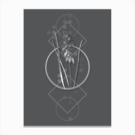 Vintage Drooping Star of Bethlehem Botanical with Line Motif and Dot Pattern in Ghost Gray n.0124 Canvas Print